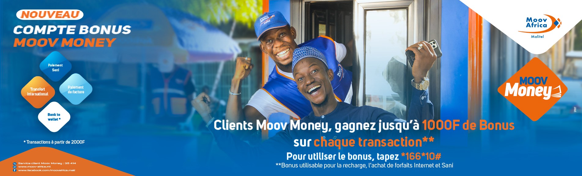 Promo Bonus Moov Money de 1000F